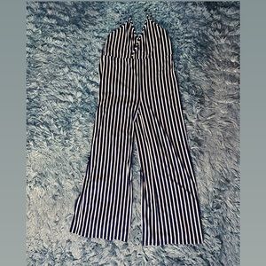 Navy & White V-neck Striped Adjustable Jumpsuit XL